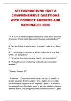 ATI FOUNDATIONS TEST A &NewLine;COMPREHENSIVE QUESTIONS &NewLine;WITH CORRECT ANSWERS AND &NewLine;RATIONALES 2026 