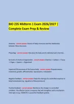  &NewLine;BIO 235 Midterm 1 Exam 2026&sol;2027 &vert; Complete Exam Prep & Review &NewLine;