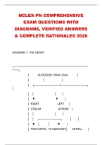 NCLEX-PN COMPREHENSIVE &NewLine;EXAM QUESTIONS WITH &NewLine;DIAGRAMS&comma; VERIFIED ANSWERS &NewLine;& COMPLETE RATIONALES 2026