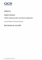 OCR GCSE English Literature Paper 1 Exploring modern and literary heritage texts Mark Scheme 2025