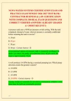 NGWA WATER SYSTEMS CERTIFICATION EXAM AND PRACTICE EXAM NEWEST 2026&sol; 2027 TEST BANK&vert; CONTRACTOR BUSINESS & LAW CERTIFICATION EXAM PREP WITH COMPLETE 300 REAL EXAM QUESTIONS AND CORRECT VERIFIED ANSWERS&sol; ALREADY GRADED A&plus; &lpar;MOST RECENT&excl;&excl;&rpar; 