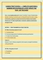 CANNON TRUST SCHOOL I &mdash; COMPLETE QUESTIONS & &NewLine;ANSWERS WITH RATIONALES LATEST UPDATE THIS &NewLine;YEAR&period; JUST RELEASED &NewLine;