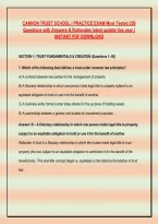 CANNON TRUST SCHOOL I PRACTICE EXAM Most Tested 250 &NewLine;Questions with Answers & Rationales latest update this year &vert; &NewLine;INSTANT PDF DOWNLOAD