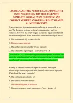 LOUISIANA NOTARY PUBLIC EXAM AND PRACTICE &NewLine;EXAM NEWEST 2026&sol; 2027 TEST BANK WITH &NewLine;COMPLETE 300 REAL EXAM QUESTIONS AND &NewLine;CORRECT VERIFIED ANSWERS&sol; ALREADY GRADED &NewLine;A&plus; &lpar;MOST RECENT&excl;&excl;&rpar; 