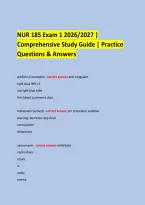  &NewLine;NUR 185 Exam 1 2026&sol;2027 &vert; &NewLine;Comprehensive Study Guide &vert; Practice Questions & Answers &NewLine; &NewLine;