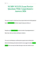 NCSBN NCLEX Exam Preview&NewLine;Questions With Comprehensive&NewLine;Answers 2026