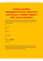 Comfort and Pain&NewLine;ManagementvExam &vert; Questions&NewLine;and Answers &vert; 2026&sol;27 Update &vert;&NewLine;100&percnt; Correct Graded &plus;&NewLine;A nurse asks a client to rate his pain on a scale of 0 to 10&comma; with 0 being&NewLine;no pain and 10 being worst pain&period; What characteristic of pain is the&NewLine;nurse as