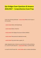 Epic Bridges Exam Questions & Answers 2026&sol;2027 &ndash; Comprehensive Exam Prep &NewLine; &NewLine; &NewLine;
