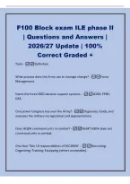 F100 Block exam ILE phase II&NewLine;&vert; Questions and Answers &vert;&NewLine;2026&sol;27 Update &vert; 100&percnt;&NewLine;Correct Graded &plus;&NewLine;Term - Definition&NewLine;What process does the Army use to manage change&quest; - Force&NewLine;Management&period;&NewLine;Name the three DOD decision support systems&period; -JCIDS&semi; PPBE&semi;&NewLine;DAS&period;&NewLine;