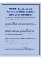 F100 D &vert; Questions and&NewLine;Answers &vert; 2026&sol;27 Update &vert;&NewLine;100&percnt; Correct Graded &plus;&NewLine;Force Management -The Army's process for managing change&NewLine;while balancing future need agains todays requirements&period;&NewLine;Title 10 U&period;S&period;C&period; - Outlines the DA's congressional m