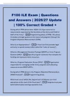 F100 ILE Exam &vert; Questions&NewLine;and Answers &vert; 2026&sol;27 Update&NewLine;&vert; 100&percnt; Correct Graded &plus;&NewLine;During which PPBE phase does HQDA G-8 align resources to&NewLine;requirements approved by the Secretary of the Army and Chief of&NewLine;Staff of the Army&quest; -Programming phase of PPBE&period; Thi