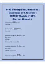 F100 Powerplant Limitations &vert;&NewLine;Questions and Answers &vert;&NewLine;2026&sol;27 Update &vert; 100&percnt;&NewLine;Correct Graded &plus;&NewLine;During Starts -740 TGT&NewLine;2 seconds&NewLine;During Relights -780 TGT&NewLine;2 seconds