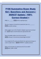 F100 Summative Exam Study&NewLine;Set &vert; Questions and Answers &vert;&NewLine;2026&sol;27 Update &vert; 100&percnt;&NewLine;Correct Graded &plus;&NewLine;PPBE is a &lowbar;&lowbar;&lowbar;&lowbar;&lowbar;&lowbar;&lowbar; -cyclical&comma; ongoing process&NewLine;The Army Program isn't built from scratch each year&semi; it is &lowbar;&lowbar;&lowbar;&lowbar;&lowbar;&lowbar;&lowbar;&lowbar; -&NewLine;constantly evolving&period;