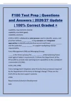 F100 Test Prep &vert; Questions&NewLine;and Answers &vert; 2026&sol;27 Update&NewLine;&vert; 100&percnt; Correct Graded &plus;&NewLine;capability requirements &lpar;needs&rpar;&NewLine;capability shortfalls &lpar;gaps&rpar;&NewLine;capability solutions&NewLine;JCIDS is DOD's collaborative joint process used to identify&comma; assess&comma; and&NewLine;priori