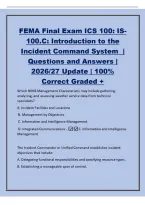 FEMA Final Exam ICS 100&colon; IS100&period;C&colon; Introduction to the&NewLine;Incident Command System &vert;&NewLine;Questions and Answers &vert;&NewLine;2026&sol;27 Update &vert; 100&percnt;&NewLine;Correct Graded &plus;