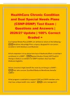 HealthCare Chronic Condition&NewLine;and Dual Special Needs Plans&NewLine;&lpar;CSNP-DSNP&rpar; Test Exam &vert;&NewLine;Questions and Answers &vert;&NewLine;2026&sol;27 Update &vert; 100&percnt; Correct&NewLine;Graded &plus;&NewLine;Dual Special Needs Plans &lpar;DSNP&rpar; are defined as which of the following&colon; -&NewLine;Medicare Advantage Plans uniqu