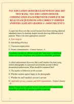NYC EDUCATION OFFICER EXAM NEWEST 2026&sol; 2027 &NewLine;TEST BANK&vert; NYC EDUCATION OFFICER &NewLine;CERTIFICATION EXAM PREP WITH COMPLETE 300 &NewLine;REAL EXAM QUESTIONS AND CORRECT VERIFIED &NewLine;ANSWERS&sol; ALREADY GRADED A&plus; &lpar;MOST RECENT&excl;&excl;&rpar; 