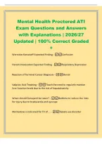 Mental Health Proctored ATI&NewLine;Exam Questions and Answers&NewLine;with Explanations &vert; 2026&sol;27&NewLine;Updated &vert; 100&percnt; Correct Graded&NewLine;&plus;&NewLine;Wernicke-Korsakoff Expected Finding - Confusion&NewLine;Heroin Intoxication Expected Finding - Respi