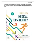 Test Bank for Quick & Easy Medical Terminology&comma; 10th Edition by Peggy C&period; Leonard &vert; All Chapters 1&ndash;15 &vert; Questions & Answers 2027&NewLine;