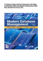 Test Bank for Modern Database Management 14th Edition by Jeff Hoffer&comma; Heikki Topi&comma; Ramesh Venkataraman & Hillol Bala &vert; 2027