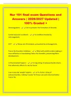 Nur 101 final exam Questions and&NewLine;Answers &vert; 2026&sol;2027 Updated &vert;&NewLine;100&percnt; Graded &plus;&NewLine;Anticoagulants - Act to prevent the formation of thrombi&period;&NewLine;Cerebrovascular accidents - A condition treated by&NewLine;anticoagulants&period;&NewLine;DVT - Deep vein thrombosis&comma; prevented by antico