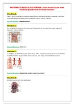 EMERGENCY MEDICAL RESPONDER Latest Actual Exam with&NewLine;Verified Questions & Correct Answers