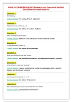 EXAM 1 UTA MICROBIOLOGY Latest Actual Exam with Verified&NewLine;Questions & Correct Answers&NewLine;