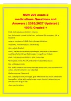 NUR 206 exam 2&NewLine;medications Questions and&NewLine;Answers &vert; 2026&sol;2027 Updated &vert;&NewLine;100&percnt; Graded &plus;&NewLine;HMG-CoA reductase inhibitors &lpar;statins&rpar;&NewLine;less cholesterol is made in the liver&comma; and more LDL receptors&comma; LDL is&NewLine;lowered&NewLine;adverse reactions of HMG-CoA reductase inhibit