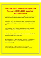 Nur 380 Final Exam Questions and&NewLine;Answers &vert; 2026&sol;2027 Updated &vert;&NewLine;100&percnt; Graded &plus;&NewLine;True pelvis - The lower portion of the pelvis that forms the birth&NewLine;canal and is the passageway the fetus travels through during labor&period;&NewLine;False pelvis - The upper portion of th