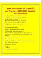 NUR 401 Final Exam Questions&NewLine;and Answers &vert; 2026&sol;2027 Updated &vert;&NewLine;100&percnt; Graded &plus;&NewLine;Sexual considerations in older adults&NewLine;Sexual maturation continues throughout lifetime&NewLine;Manage intimate relationships&NewLine;Make informed decisions regarding sexual health&NewLine;Affecte