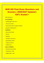 NUR 402 Final Exam Questions and&NewLine;Answers &vert; 2026&sol;2027 Updated &vert;&NewLine;100&percnt; Graded &plus;&NewLine;CAD risk factors&NewLine;nonmodifiable&colon;&NewLine;- middle aged white men&NewLine;- african american&NewLine;- family history &lpar;first degree relative&rpar;