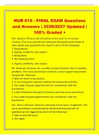 NUR 612 - FINAL EXAM Questions&NewLine;and Answers &vert; 2026&sol;2027 Updated &vert;&NewLine;100&percnt; Graded &plus;&NewLine;Mrs&period; James is 78 years old and comes to the clinic for an annual&NewLine;checkup&period; The nurse practitioner addresses the psychosocial needs of&NewLine;older adults and specifically the need