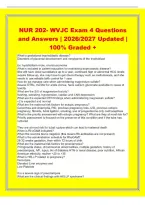 NUR 202- WVJC Exam 4 Questions&NewLine;and Answers &vert; 2026&sol;2027 Updated &vert;&NewLine;100&percnt; Graded &plus;&NewLine;What is gestational trophoblastic disease&quest;&NewLine;Disorders of placental development and neoplasms of the trophoblast&NewLine;Ex&colon; hydatidiform mole&comma; choriocarcinoma&NewLine;What is included in 