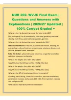 NUR 202- WVJC Final Exam &vert;&NewLine;Questions and Answers with&NewLine;Explanations &vert; 2026&sol;27 Updated &vert;&NewLine;100&percnt; Correct Graded &plus;&NewLine;What are the risk factors that cause the baby to be LGA&quest;&NewLine;DM&comma; multiparity&comma; hx of macrosomia&comma; post-term gestation&comma; maternal&NewLine;obesity&comma; male fetu