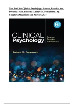 Test Bank for Clinical Psychology&colon; Science&comma; Practice&comma; and Diversity&comma; 6th Edition by Andrew M&period; Pomerantz &vert; All Chapters &vert; Questions & Answers 2027&NewLine;