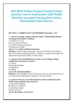 2026 HESI Medical Surgical Nursing Practice &NewLine;Questions Answer Explanations Adult Health &NewLine;Disorders Assessment Nursing Interventions &NewLine;Prioritization Clinical Review