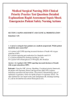 Medical Surgical Nursing 2026 Clinical &NewLine;Priority Practice Test Questions Detailed &NewLine;Explanations Rapid Assessment Sepsis Shock &NewLine;Emergencies Patient Safety Nursing Actions 