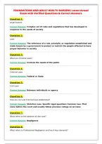 FOUNDATIONS AND ADULT HEALTH NURSING Latest Actual&NewLine;Exam with Verified Questions & Correct Answers