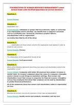 FOUNDATIONS OF HUMAN RESOURCE MANAGEMENT Latest&NewLine;Actual Exam with Verified Questions & Correct Answers
