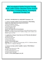 2026 Neurological Medical Surgical Nursing &NewLine;Study Guide Practice Questions Stroke Seizures &NewLine;Head Injury Parkinson Disease Neurological &NewLine;Assessment Nursing Care