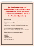 Nursing Leadership and&NewLine;Management&colon; Key Concepts and&NewLine;Competencies Exam questions&NewLine;and answers 2026&sol;2027 Graded&NewLine;A&plus; &lpar;Verified Solutions&rpar;&NewLine;