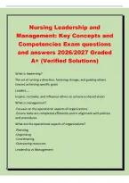 Nursing Leadership and&NewLine;Management&colon; Key Concepts and&NewLine;Competencies Exam questions&NewLine;and answers 2026&sol;2027 Graded&NewLine;A&plus; &lpar;Verified Solutions&rpar;