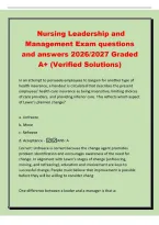 Nursing Leadership and&NewLine;Management Exam questions&NewLine;and answers 2026&sol;2027 Graded&NewLine;A&plus; &lpar;Verified Solutions&rpar;&NewLine;In an attempt to persuade employees to bargain for another type of&NewLine;health insurance&comma; a handout is circulated that describes the present&NewLine;employees