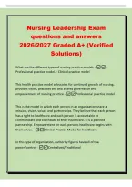 Nursing Leadership Exam&NewLine;questions and answers&NewLine;2026&sol;2027 Graded A&plus; &lpar;Verified&NewLine;Solutions&rpar;&NewLine;What are the different types of nursing practice models --&NewLine;Professional practice model&comma; - Clinical practice model&NewLine;This health practice model advocates for continu
