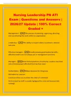 Nursing Leadership PN ATI&NewLine;Exam &vert; Questions and Answers &vert;&NewLine;2026&sol;27 Update &vert; 100&percnt; Correct&NewLine;Graded &plus;&NewLine;Management -The process of planning&comma; organizing&comma; directing&comma;&NewLine;and coordinating the work within an organization&NewLine;Leadership -The ability to inspire others to