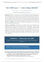 NSG 3100 EXAM 3 GALEN COLLEGE ACTUAL EXAM 2026&sol;2027 &vert; 2 Versions &vert; 200&plus; Questions & 100&percnt; Verified Answers with Rationales &vert; Pass Guaranteed - A&plus; Graded&NewLine;&NewLine;