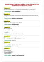 HUMAN GROWTH AND DEVELOPMENT Latest Actual Exam with&NewLine;Verified Questions & Correct Answers
