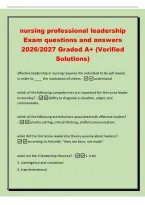 nursing professional leadership&NewLine;Exam questions and answers&NewLine;2026&sol;2027 Graded A&plus; &lpar;Verified&NewLine;Solutions&rpar;&NewLine;effective leadership in nursing requires the individual to be self-aware&NewLine;in order to &lowbar;&lowbar;&lowbar;&lowbar; the motivation of others -understand&NewLine;which of the following
