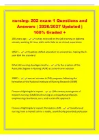nursing&colon; 202 exam 1 Questions and&NewLine;Answers &vert; 2026&sol;2027 Updated &vert;&NewLine;100&percnt; Graded &plus;&NewLine;100 years ago - nurses received on-the-job training in diploma&NewLine;schools&comma; working 12-hour shifts with little to no clinical supervision&NewLine;1950's - hospitals shifted educ
