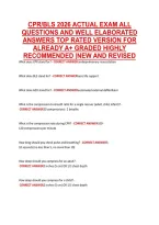 CPR&sol;BLS 2026 ACTUAL EXAM ALL &NewLine;QUESTIONS AND WELL ELABORATED &NewLine;ANSWERS TOP RATED VERSION FOR &NewLine;ALREADY A&plus; GRADED HIGHLY &NewLine;RECOMMENDED &vert;NEW AND REVISED 